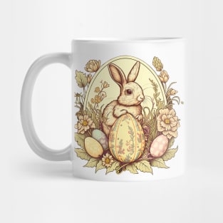 Easter Bunny Funny Floral Vintage Egg Hunting Rabbit Easter Mug